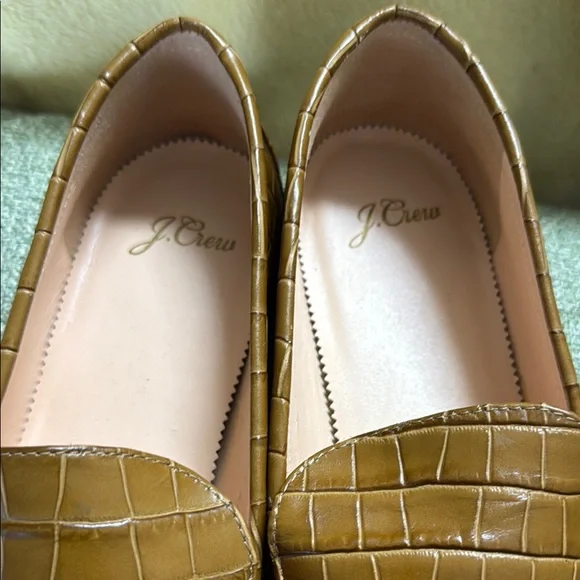 J. Crew size 10 croc embossed Italian leather smoking loafers - Picture 6 of 9